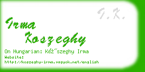 irma koszeghy business card